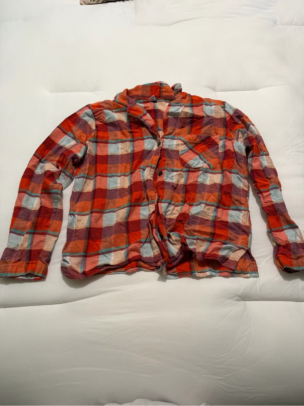 Old Navy Red and Coral Plaid Shirt